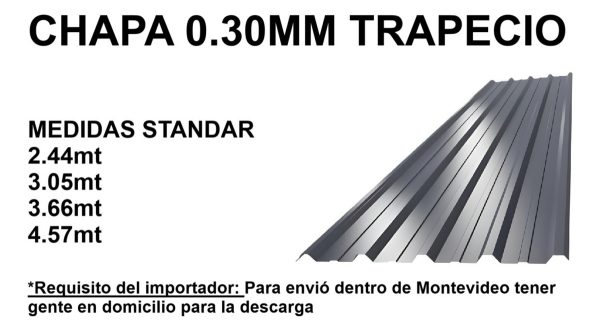 Chapa Trapezoidal Galvanizada Zinc Armco 0.30mm X 3.66mt - Imagen 3