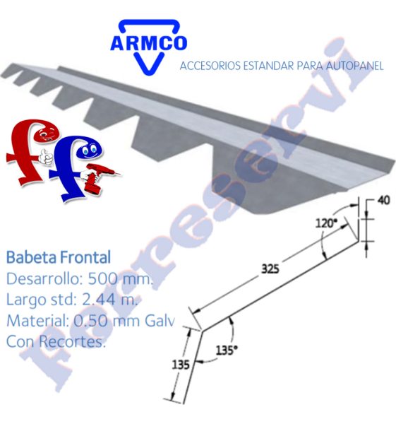 Babeta Frontal Chapa Autopanel 2.44mts Calibre 0.51mm Armco - Imagen 2