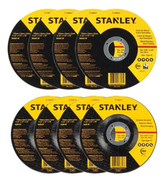 Kit Amoladora+ 10 Discos Stanley Sg7115v10b2c Corte-desbaste - Imagen 5