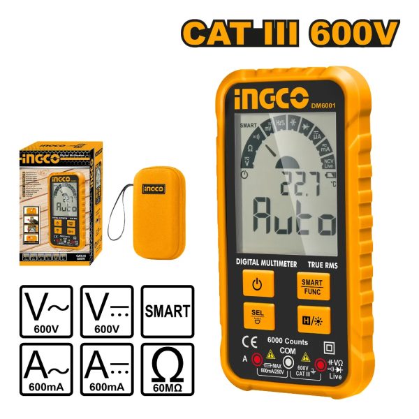 Tester Multimetro Digital Catiii 600v Ingco Dm6001 - Imagen 2