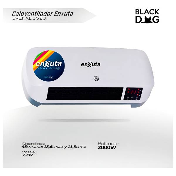 Caloventilador Digital De Pared Enxuta Cvenxd3520 2000w Amv Color Blanco - Imagen 2