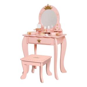 Juego Infantil De Tocador Grande Maquillaje Madera C/acces.