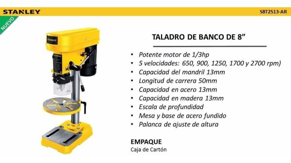 Taladro De Banco 13mm Stanley Sbt2513 250w 5 Velocid Kirkor - Imagen 2