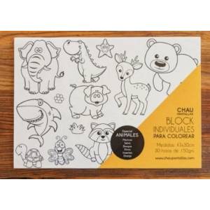 Block Animales, Individuales Para Colorear - Chau Pantallas