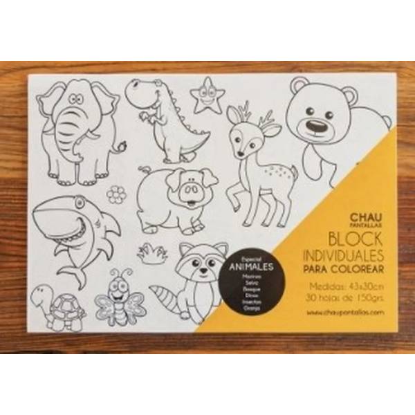 Block Animales, Individuales Para Colorear - Chau Pantallas