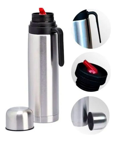 Termo 1 Lt Acero Inoxidable Doble Capa Manija Pico Cebador - Imagen 3