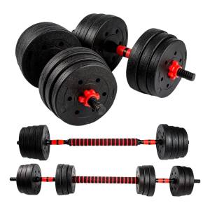 Set 2 Mancuernas + Barra 3en1 + 20kg Disco Pesa Pvc