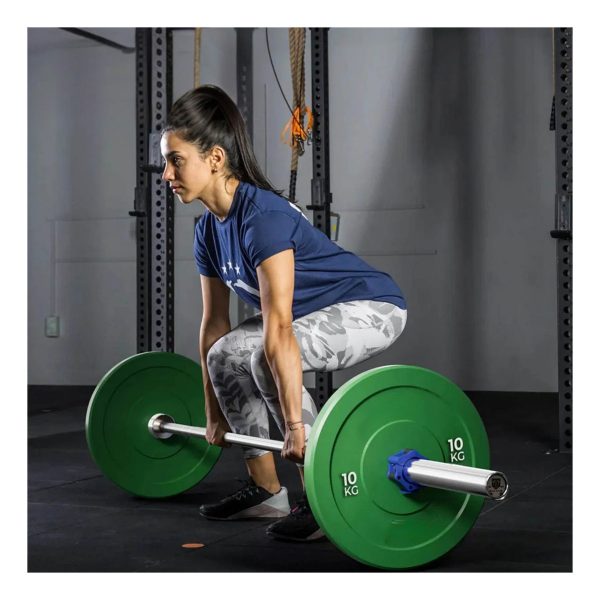 Barra Olímpica Maciza 2.20m +30kg Discos Pesas - Imagen 4