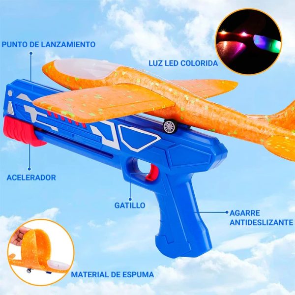 Pistola Lanza Aviones De Espuma Luces Led - Imagen 2