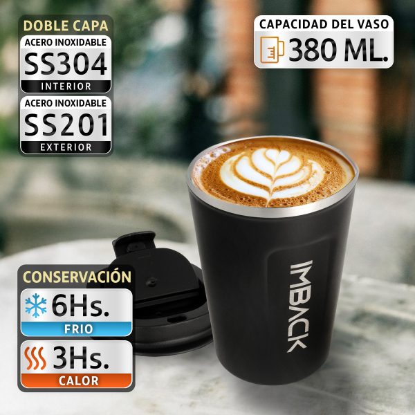Vaso Termico Para Cafe 380 Ml Acero Inoxidable Imback - Imagen 2