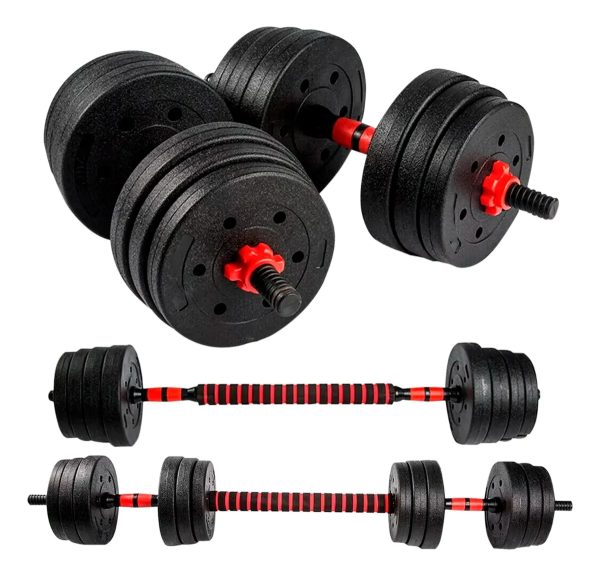 Set 2 Mancuernas + Barra 3en1 + 20kg Disco Pesa Pvc - Imagen 5