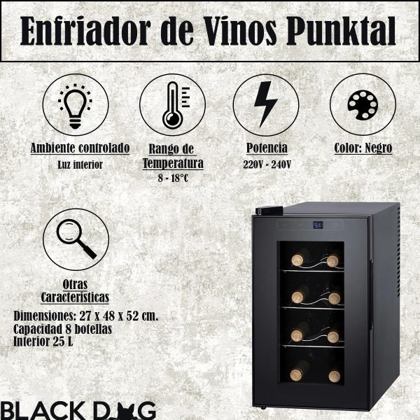 Enfriador De Vinos Punktal 8 Botellas 23 Litros Pk-ev81 Amv - Imagen 3