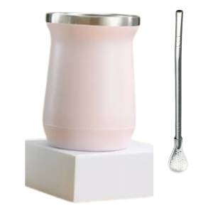 Mate De Acero Inoxidable Termico Doble Capa 240 Ml +bombilla