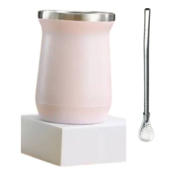 Mate De Acero Inoxidable Termico Doble Capa 240 Ml +bombilla