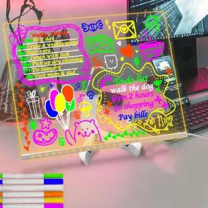Pizarra Magica Con Soporte Acrilico 30x20 Luz Usb