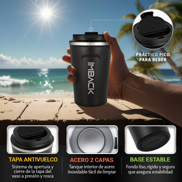 Vaso Termico Para Cafe 380 Ml Acero Inoxidable Imback - Imagen 3