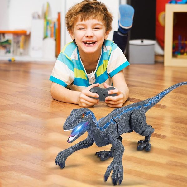 Dinosario Velociraptor Con Control Vede /gris Sonido Y Luz - Imagen 3
