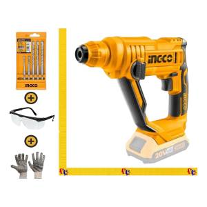 Rotomartillo A Bateria + Kit 5 Mecha Sds Plus Ingco Industri