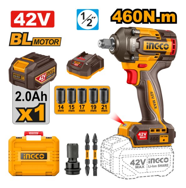 Llave De Impacto A Bateria 42v C/bat, Cargador Ciwli42461 - Imagen 2