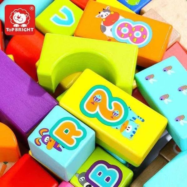 Bloques De Madera Con Abecedario Y Numeros - Imagen 4
