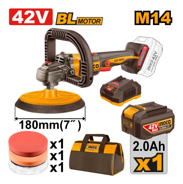 Lustra Pulidora Bateria 42v Brushless 180mm Bateria+cargador - Imagen 2