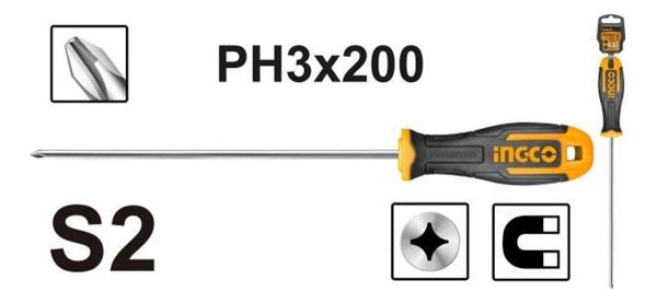 Destornillador Phillips S2 Ph3 8x200mm Ingco Hs68ph3200 - Imagen 3