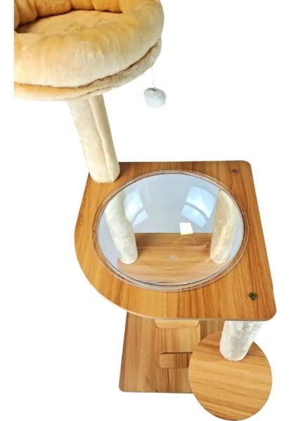 Torre Para Gatos De Madera Felpa Y Cama Transparente 110cm - Imagen 3