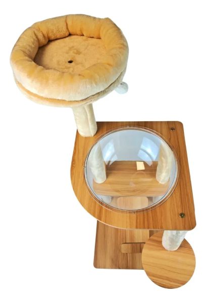 Torre Para Gatos De Madera Felpa Y Cama Transparente 110cm - Imagen 5