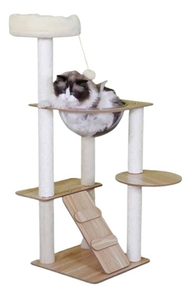 Torre Para Gatos De Madera Felpa Y Cama Transparente 110cm - Imagen 2