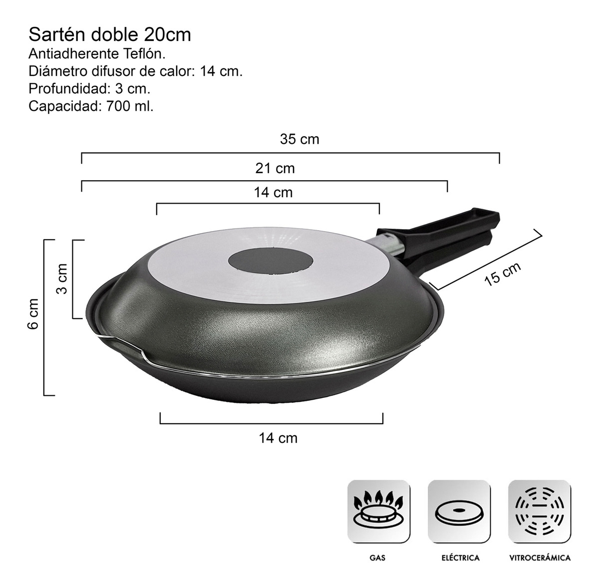 Sartén Para Tortillas De Aluminio Con Revestimiento Antiadhe - Imagen 3