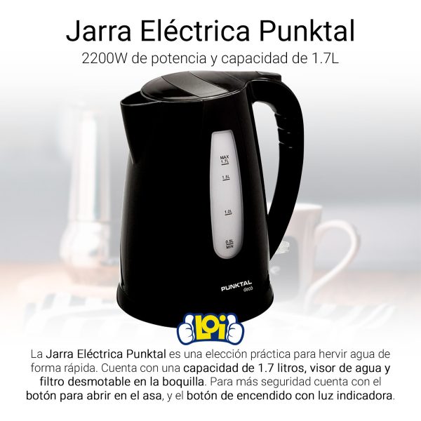 Jarra Electrica Punktal Pk3325 1.7 Litros 2200w Amv Color Negro - Imagen 3