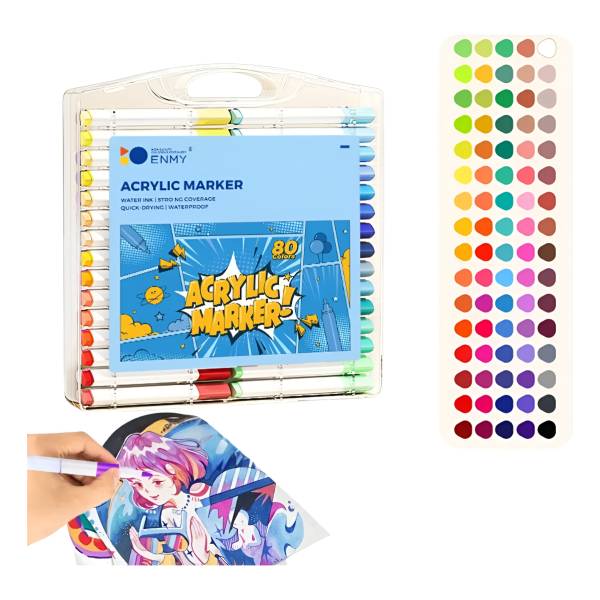 Set Marcadores Permanente Acrílico Valija 80p Arte