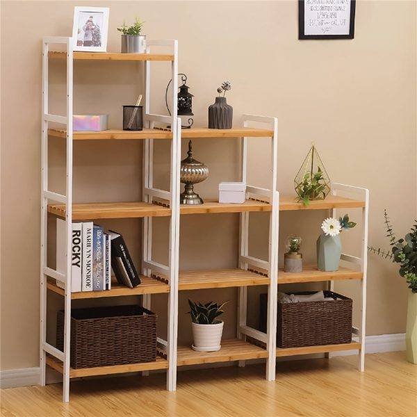 Estanteria 4 Tablas 32x32x108 Cm Bamboo Con Blanco - Imagen 3