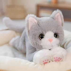 Peluche Gato Realista 40cm Gris