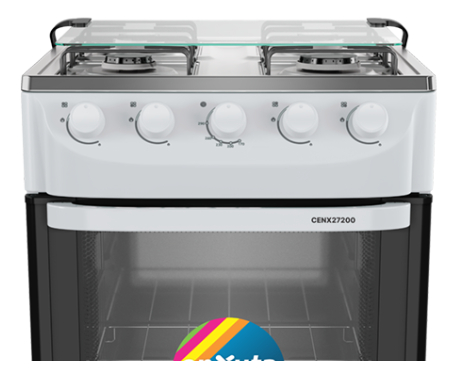 Cocina Multigas Mesada De Vidrio Negro Cenxv27543w Enxuta - Imagen 2