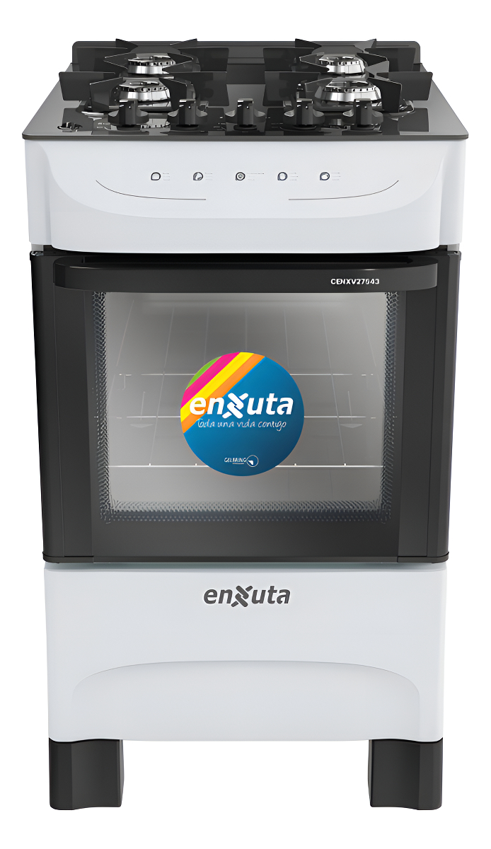 Cocina Multigas Mesada De Vidrio Negro Cenxv27543w Enxuta