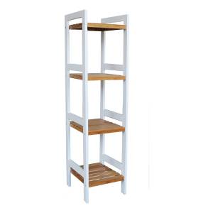 Estanteria 4 Tablas 32x32x108 Cm Bamboo Con Blanco