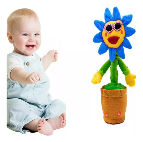 Peluche Girasol Baila Canta Repite Y Graba Celeste - Imagen 2