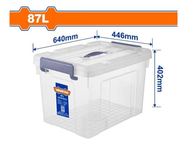 Caja Contenedor Plastico Apilable Transparente 87lt Wadfow W - Imagen 3