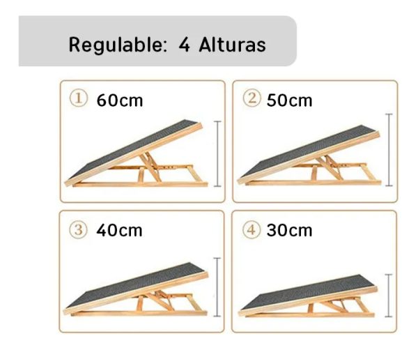 Rampa Mediana Plegable Y Ajustable 4 Alturas Mascotas Perro - Imagen 5