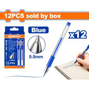 Set X12 Lapiceras De Gel Azul Punta Fina 0.5mm Wadfow Wak150