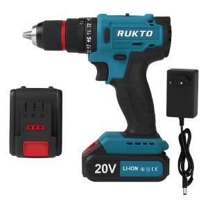 Taladro Atornillador Percutor 20v Litio Rukto 25 Accesorios