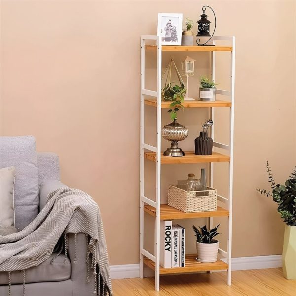 Estanteria 4 Tablas 32x32x108 Cm Bamboo Con Blanco - Imagen 4