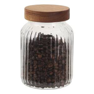 Frasco Bollon Recipiente Vidrio C/tapa De Madera De 1000 Ml
