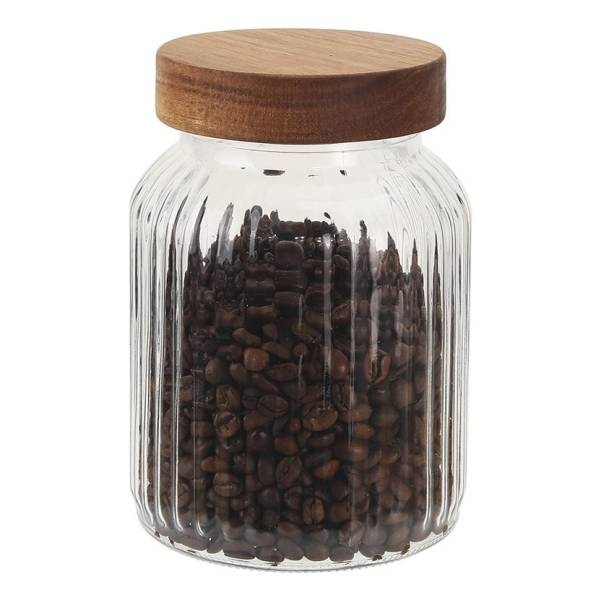 Frasco Bollon Recipiente Vidrio C/tapa De Madera De 1000 Ml