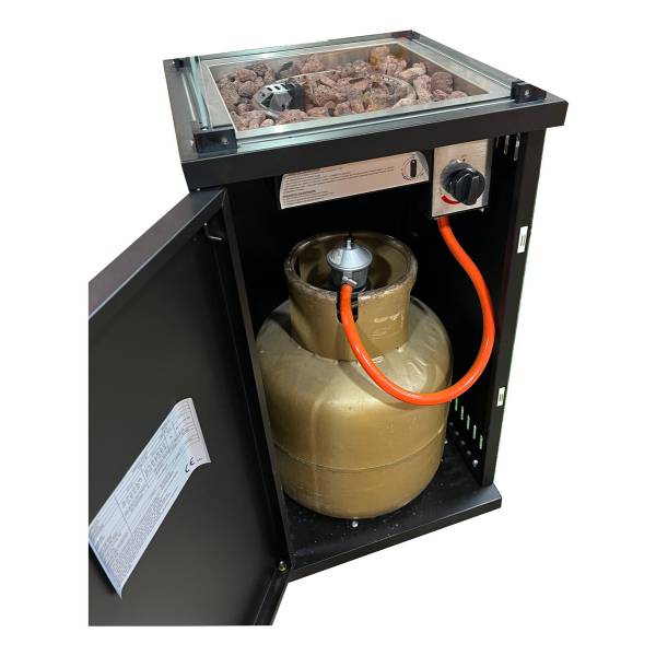 Estufa A Gas Exterior Interior Negra Vidrio Cuadrada 13kg - Imagen 3
