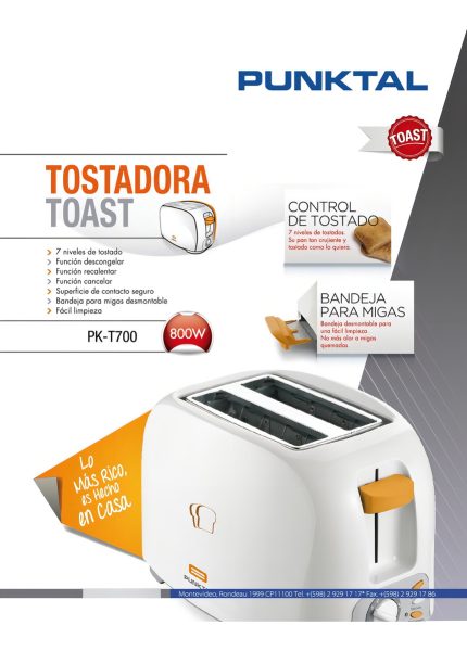 Tostadora De Pan Punktal Doble Bandeja 7 Niveles 800w Color Blanco - Imagen 3