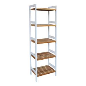 Estanteria 5 Tablas 45x32x142 Cm Bamboo Con Blanco