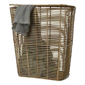 Cesto C/tapa 44x35x55cm Plastico Simil Ratan Natural