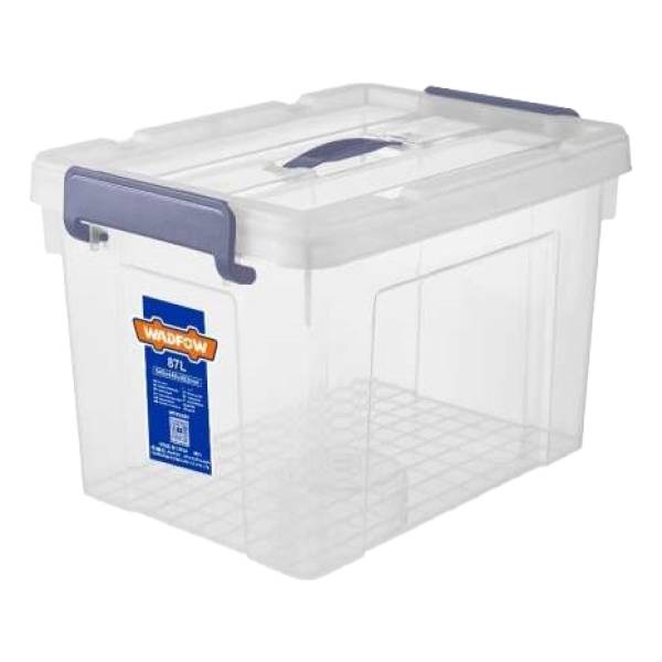 Caja Contenedor Plastico Apilable Transparente 87lt Wadfow W